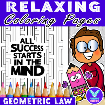 Preview of Relaxing Geometric Law of Attraction Coloring Mindfulness Activities NO PREP