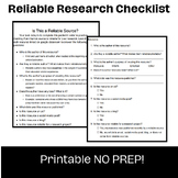 Preview of Online Reliable Research Checklist