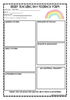 Relief Teaching Feedback Form by theauthenticteacher | TpT