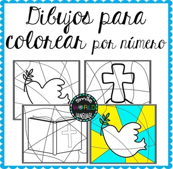 Religión - Dibujos para colorear por número Español Spanish Día de la Paz