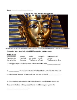 Preview of Religion & Art of the Ancient Egyptians - Fill in the Blanks