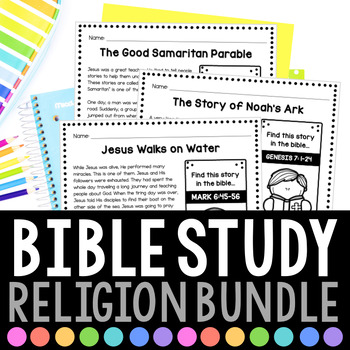Preview of Religion Bible Study Lessons & Activities Bundle
