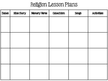 Preview of Religion Lesson Planning