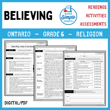 Preview of Ontario Grade 6 Religion - Believing Strand