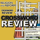 Religion and Reform Crossword Puzzle Review - 20 Terms + Key