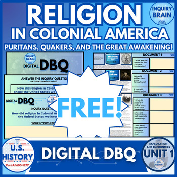 Preview of Religion in Colonial America Digital DBQ Inquiry Freebie Google Slides Activity