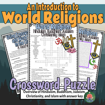 Preview of Religions Crossword Puzzle (Hinduism, Buddhism, Judaism, Christianity, Islam)