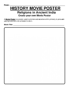 Preview of Religions in Ancient India "Movie Poster" WebQuest & Worksheet
