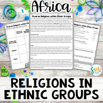 Preview of Religions in Ethnic Groups in Africa Reading Packet (SS7G4, SS7G4b) GSE Aligned