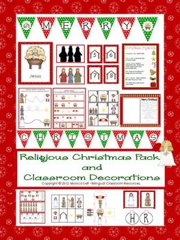 Preview of Religious Christmas Pack and Classroom Decorations