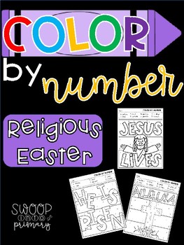 Preview of Religious Easter Color By Number Sheets