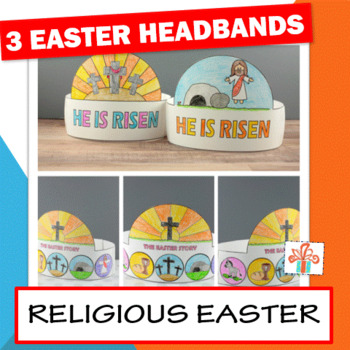 Preview of Easter Crowns Hats - He Is Risen And Easter Story - Coloring Religious Crafts