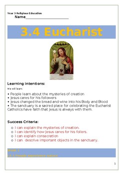 Preview of Religious Education 3:4 Eucharist student workbook