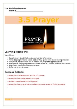 Preview of Religious Education 3:5 Prayer Student Workbook