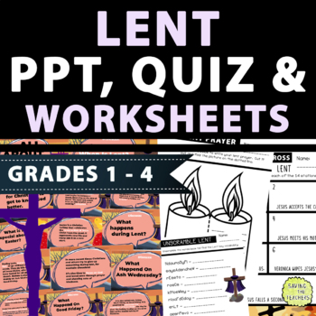 Preview of Religious Education: Lent Google Slides, Quiz, and Activities / Worksheets