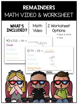 Preview of 5.NBT.6: Division with Remainders Math Video and Worksheet