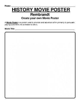 Preview of Rembrandt "Movie Poster" WebQuest & Worksheet
