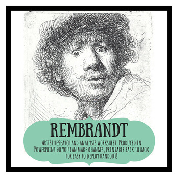 Preview of Rembrandt artist research and analysis worksheet