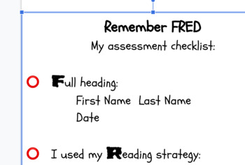 Preview of Remember FRED Assessment Checklist