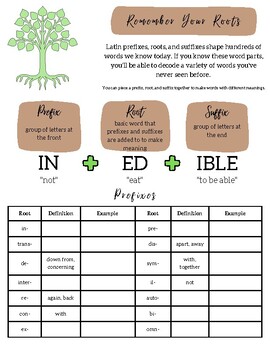 Preview of Remember Your Roots - Latin Prefixes & Suffixes