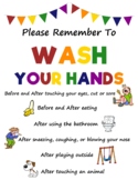 Wash Your Hands Hand Washing Health Classroom Sign