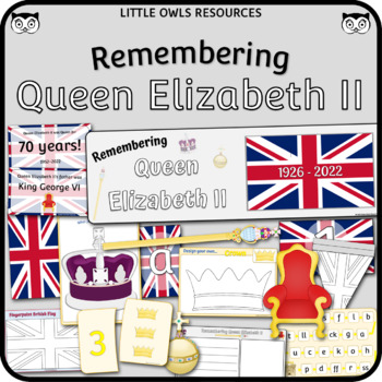 Preview of Remembering Queen Elizabeth II Pack - activities, displays, puzzles