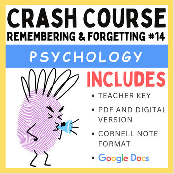 Preview of Remembering and Forgetting: Crash Course Psychology #14 (Google Docs & PDF)