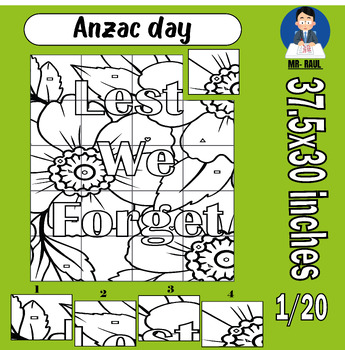 Preview of Remembrance Anzac Day Lest We Forget Collaborative Poster Art Red Poppies Flower