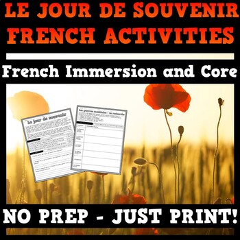 Preview of Remembrance Day Activities French Core/Immersion - Le jour de souvenir