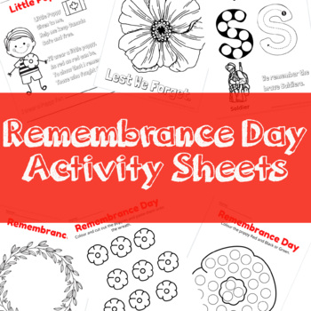 Preview of Remembrance Day Activity Sheets Daubers, Tracing, Wreath Craft Activity and More