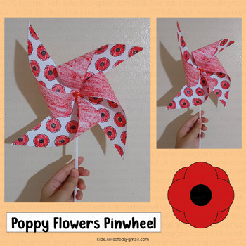 Preview of Remembrance Day Art Craft Canada Pinwheel Activities Poppy Coloring Kindergarten