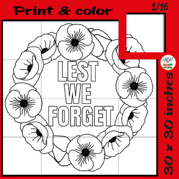 Preview of Memorial Day Lest We Forget Collaborative Poster Poppies Flower Remembrance Day