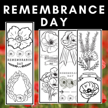 Preview of Remembrance Day Bookmarks | Poppies | Poppy Wreath | Colour | Create your own