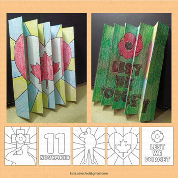 Preview of Remembrance Day Canada Art Agamograph Colouring Activities Math Board Craft