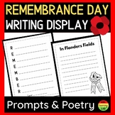 Remembrance Day Classroom Display - Writing Prompts, Poetr