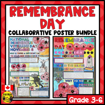 Preview of Remembrance Day Canada Collaborative Poster Bundle | Elementary Art Activity