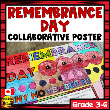 Preview of Remembrance Day Canada Collaborative Poster | Elementary Art Activity | History