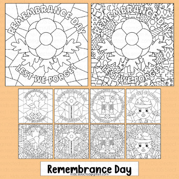 Preview of Remembrance Day Canada Coloring Pages Math Pop Art Activities Bulletin Board