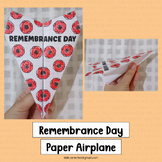 Remembrance Day Canada Craft Paper Airplane Template Poppy