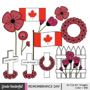Preview of Remembrance Day Clipart with Canada Flags