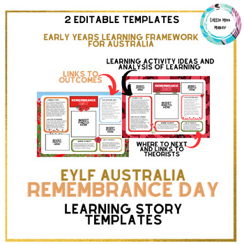 Preview of Remembrance Day EYLF Early Learning Story EDITABLE Templates Australia