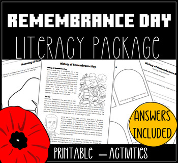 Preview of Remembrance Day - Literacy Activities