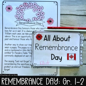 Preview of Remembrance Day Mini Book for Grades 1 & 2