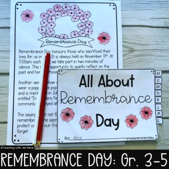 Preview of Remembrance Day Mini Book for Grades 3, 4 and 5