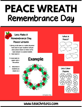 Preview of Remembrance Day Peace Wreath Activity | Preschool Art & Language Class Activity