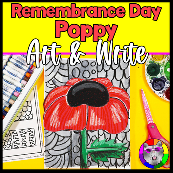 Preview of Remembrance Day Poppy Art and Writing Prompt Worksheets