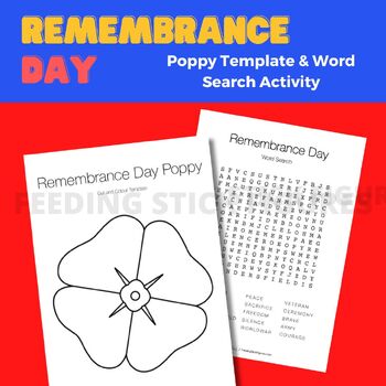 Preview of Remembrance Day Poppy Template & Word Search