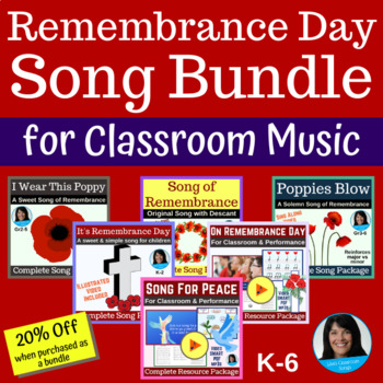 Preview of Remembrance Day Song Bundle for Classroom & Performance: 6 Complete Packages