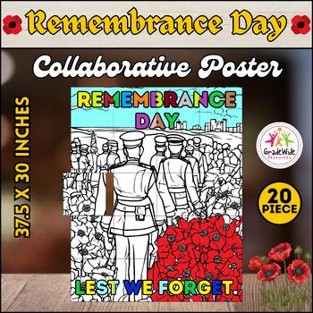 Preview of Remembrance Day & Veterans Day Collaborative Coloring Poster | Poppy Craft