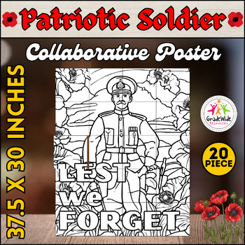 Preview of Memorial Day Collaborative Coloring Poster | Memorial Day Poppy Craft